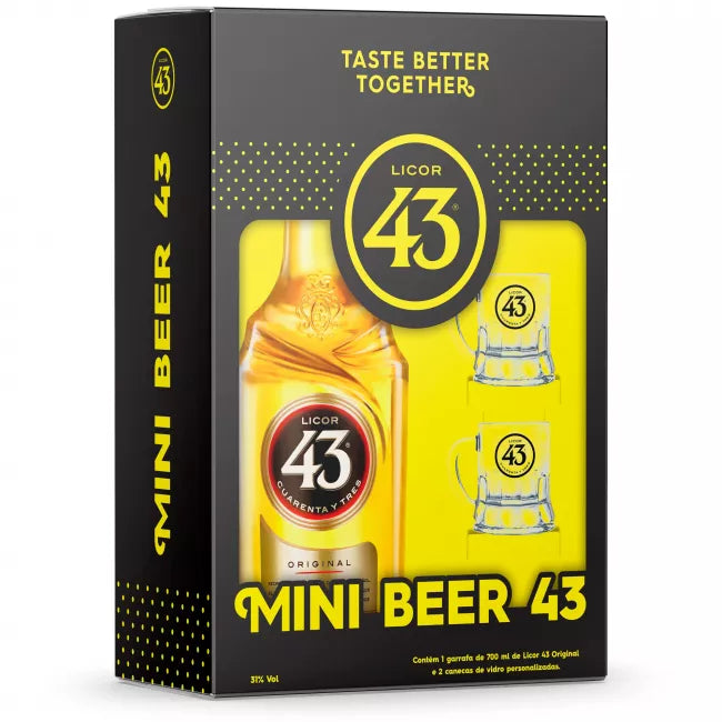 Kit Licor 43 700 ml + 2 Mini Canecas de vidro